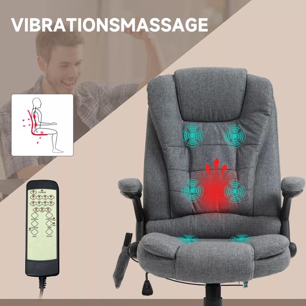 Vinsetto hierontatuoli toimistotuoli, tummanharmaa pellavajäljitelmä, säädettävä ergonominen