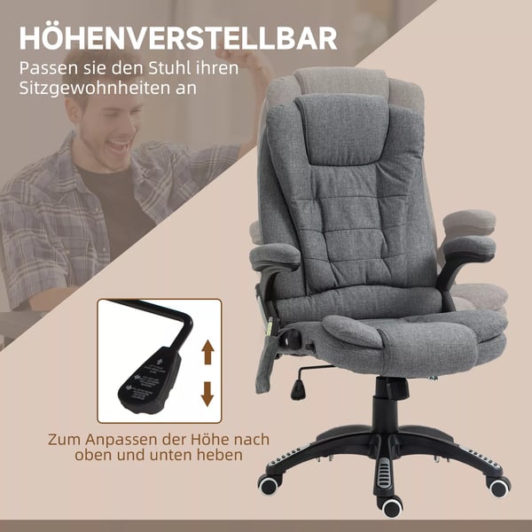 Vinsetto hierontatuoli toimistotuoli, tummanharmaa pellavajäljitelmä, säädettävä ergonominen