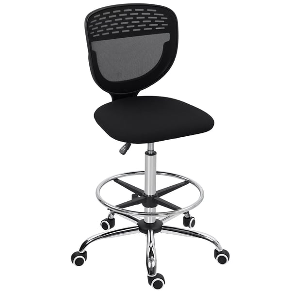 työtuoli, säädettävä jalkarengas, korkeus säädettävä, verkkokangas, ergonominen, musta