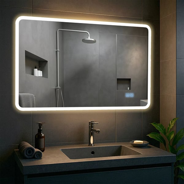 Kylpyhuoneen peili LED-valolla ja Bluetoothilla, 70x100 cm