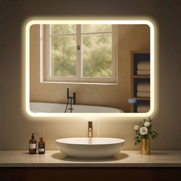 Jericho Badeværelsesspejl 60x80cm med LED-belysning, Anti-dug og Touch-kontrol