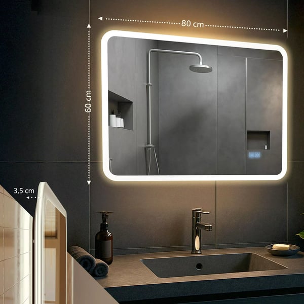 Kylpyhuonepeili LED-valolla ja Bluetoothilla 60x80 cm