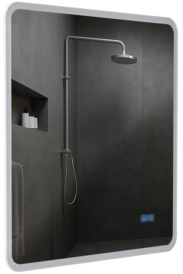 Jericho 80x80cm badeværelsesspejl med Bluetooth, LED-belysning, anti-dug og touch-kontrol - Klart glas