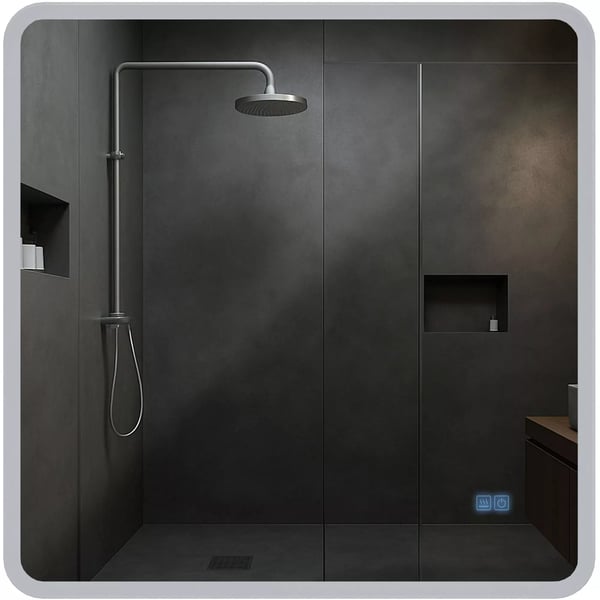 Jericho 80x80cm badeværelsesspejl med Bluetooth, LED-belysning, anti-dug og touch-kontrol - Klart glas