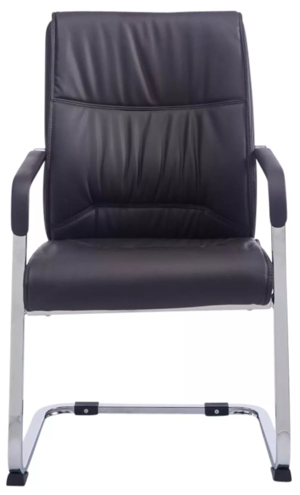 2 kpl setti Anubis Cantilever-tuoli, keinonahka, ruskea, kromin värinen metalli, max 260 kg