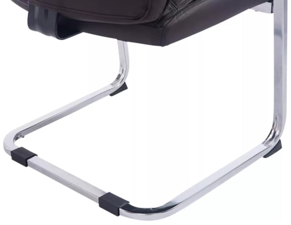 2 kpl setti Anubis Cantilever-tuoli, keinonahka, ruskea, kromin värinen metalli, max 260 kg