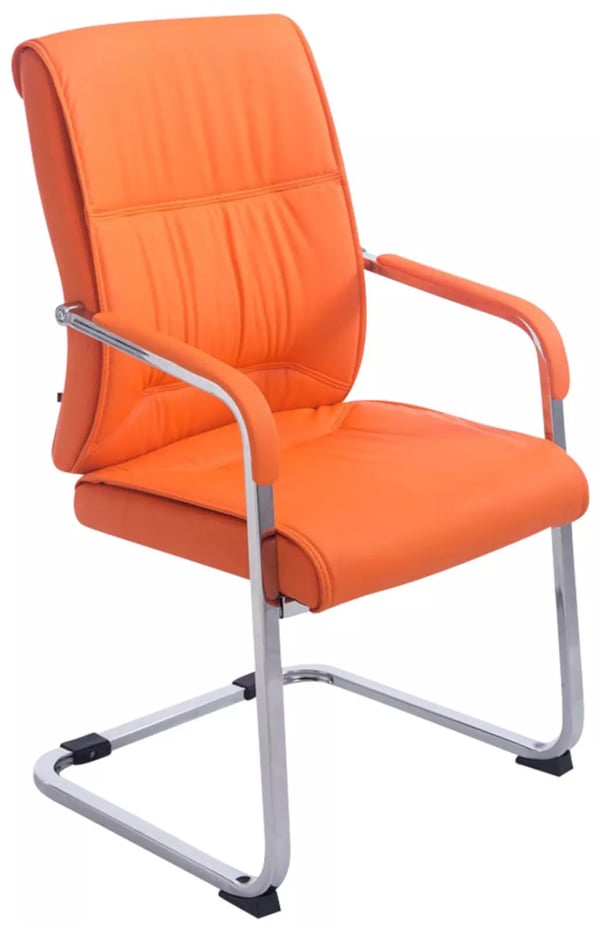 2 kpl Anubis-setti Cantilever-tuoli, oranssi keinonahka, kromi-metallirunko, max 260 kg