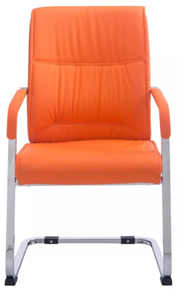 2 kpl Anubis-setti Cantilever-tuoli, oranssi keinonahka, kromi-metallirunko, max 260 kg