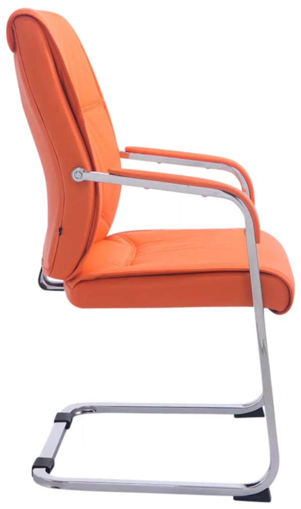 2 kpl Anubis-setti Cantilever-tuoli, oranssi keinonahka, kromi-metallirunko, max 260 kg