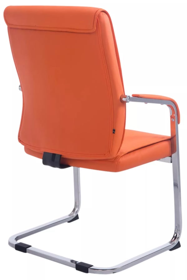 2 kpl Anubis-setti Cantilever-tuoli, oranssi keinonahka, kromi-metallirunko, max 260 kg