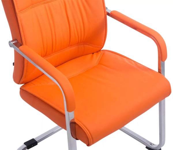 2 kpl Anubis-setti Cantilever-tuoli, oranssi keinonahka, kromi-metallirunko, max 260 kg