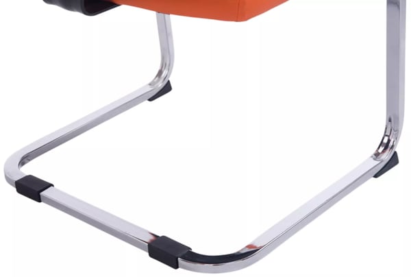 2 kpl Anubis-setti Cantilever-tuoli, oranssi keinonahka, kromi-metallirunko, max 260 kg
