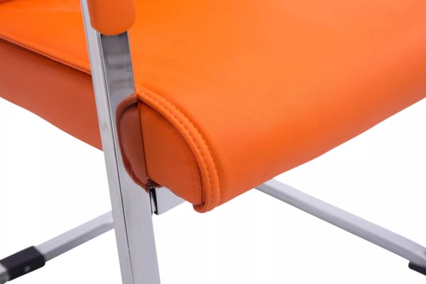 2 kpl Anubis-setti Cantilever-tuoli, oranssi keinonahka, kromi-metallirunko, max 260 kg