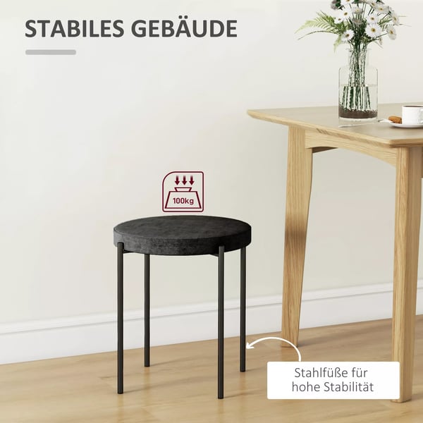 HOMCOM spisebordsstol-sæt med 4 stk., stabelbare barstole med polstret sæde, fløjlsbetræk, sort, 41,5x41,5x46 cm