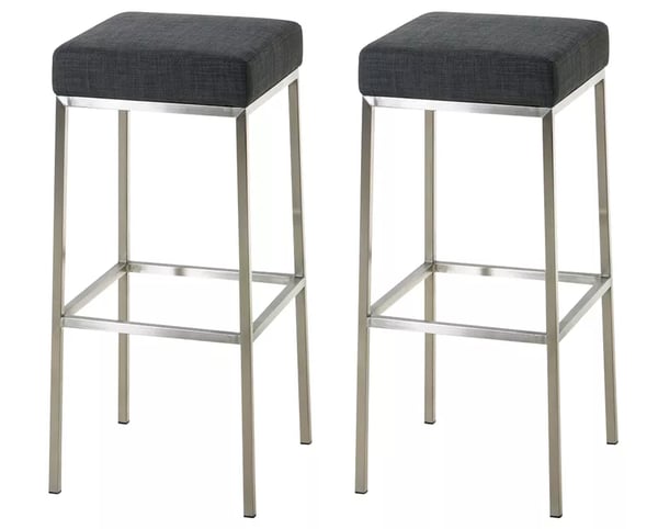 Sæt med 2 mørkegrå stofbarstole med metalstel - Montreal Design
