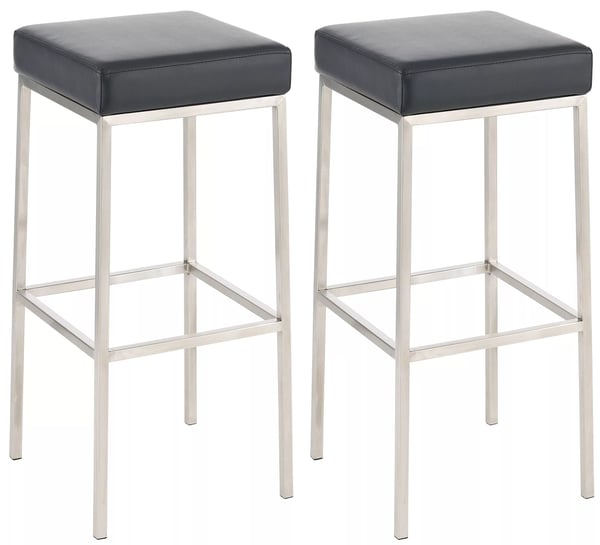 Set med 2 svarta barstolar i konstläder med metallram - Montreal Collection