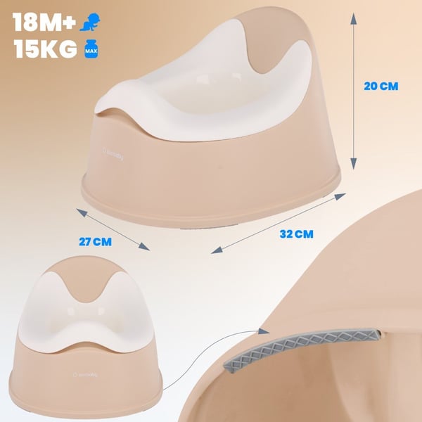Sun Baby lapsen potta liukumaton, irrotettava sisäosa, ergonominen selkänoja, beige-valkoinen