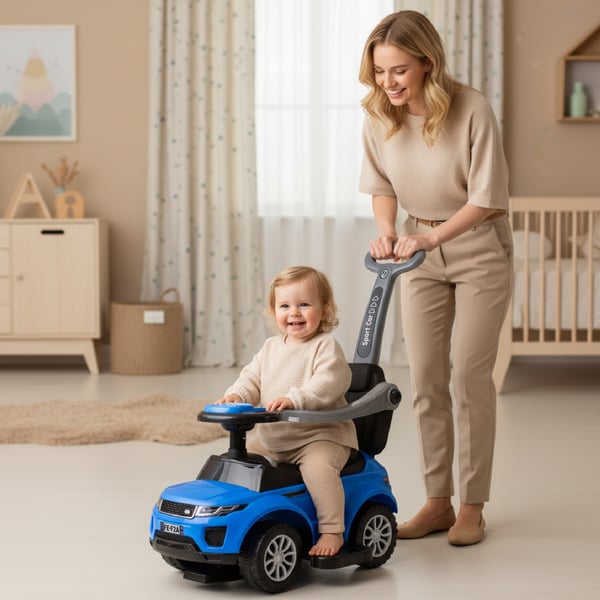 Työntövaunu lapsille lasten auto Sport Car sininen Sun Baby