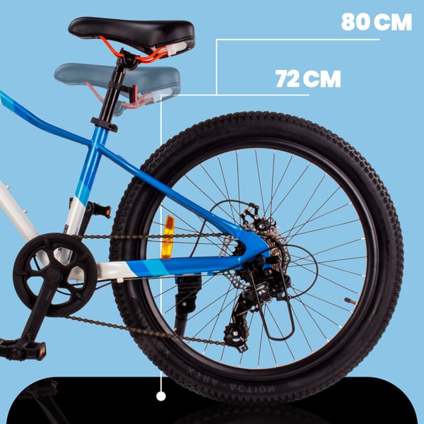 sun baby VERDANT BIKE Børnecykel 24 tommer - 7 gear, støddæmpere, skivebremser, ringeklokke - Hvid-blå