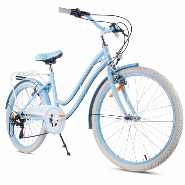 sun baby HEART BIKE Børnecykel 24 tommer - 7 gear Shimano -bagagebærer, metalskærme, V-bremse, kædeskærm - Lyseblå