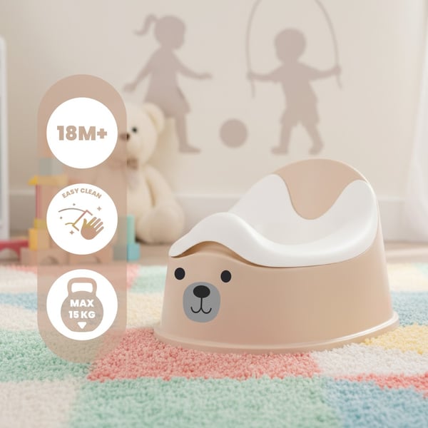 Sun Baby barnpotta, halkfri med avtagbar insats, stabil, ergonomisk ryggstöd, beige-vit