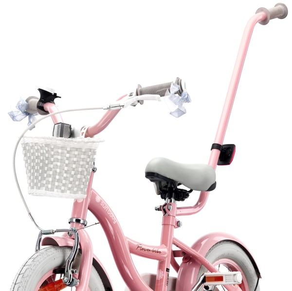 Lasten polkupyörä Tytön polkupyörä 12 tuuman kori Opas pyörät Side Flower Bike vaaleanpunainen