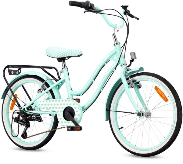 Heart Bike pigecykel 20 tommer, 6 til 10 år, Shimano gear, børnecykel til drenge (Mint)
