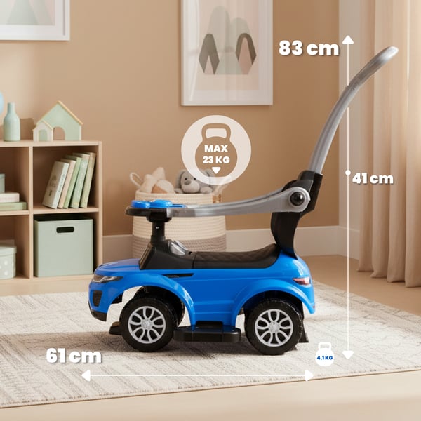 Työntövaunu lapsille lasten auto Sport Car sininen Sun Baby