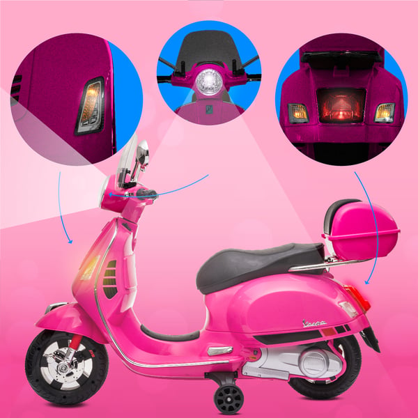 Sähköskootteri lapsille Sähkömoottoripyörä Vespa MP3 runko vaaleanpunainen Sun Baby
