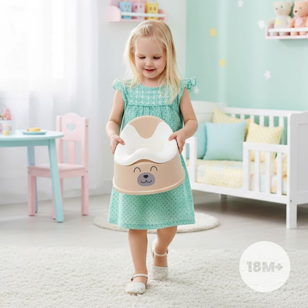 Sun Baby barnpotta, halkfri med avtagbar insats, stabil, ergonomisk ryggstöd, beige-vit