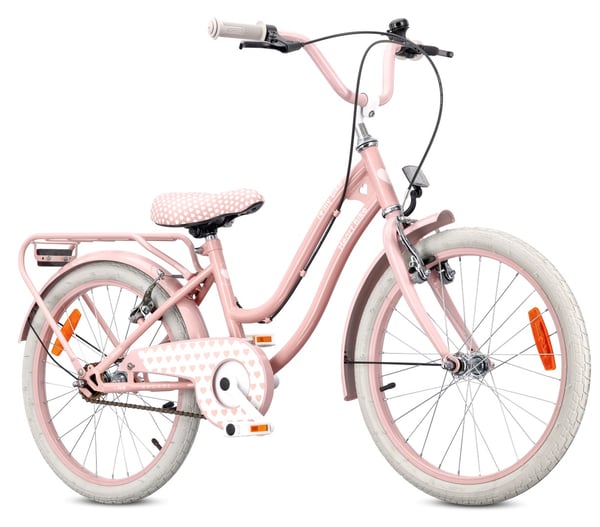 Heart Bike Flickcykel för en flicka 20 tum, 6 till 10 år, v-broms, kuggstång, barncykel för pojkar (Silver Moon - Rosa)