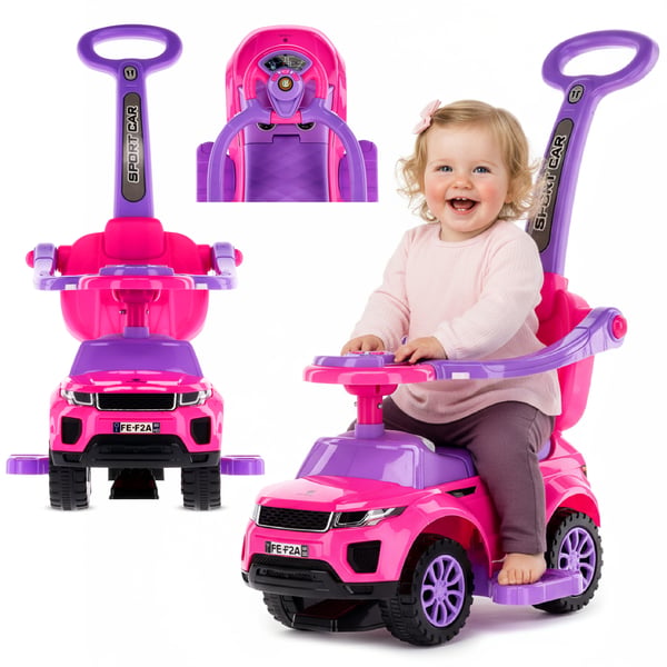 Työntövaunu lapsille lasten auto  Sport Car vaaleanpunainen Sun Baby