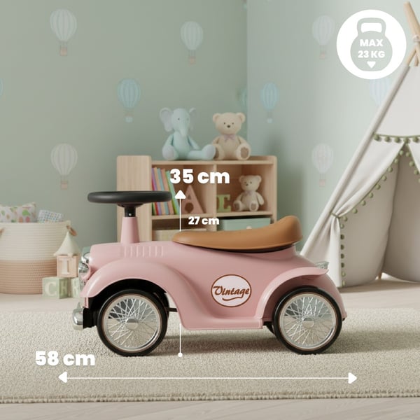 Työntövaunu lapsille lasten auto Retro vaaleanpunainen  Sun Baby