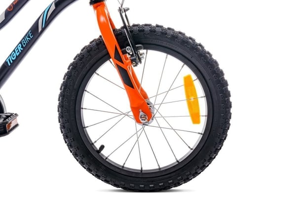 Pojan 16 tuuman Tiger Bike työntäjällä musta, oranssi ja turkoosi