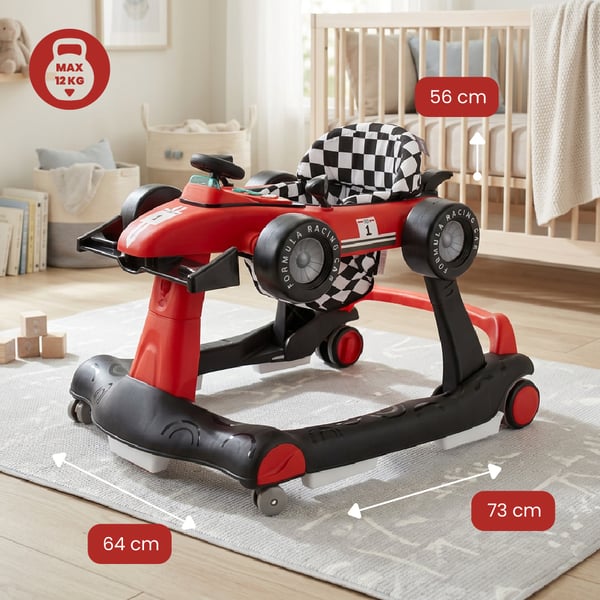 Sun Baby Gåstol för baby 3-i-1 Formel 1, röd, 6-12 mån, upp till 12 kg