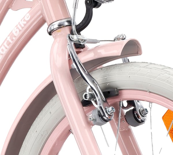 Barncykel Silver Moon 16 tum med tryckstång och stödhjul, V-broms och fotbroms, rosa