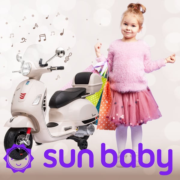 Sähköskootteri lapsille Sähkömoottoripyörä Vespa MP3 runko valkoinen Sun Baby