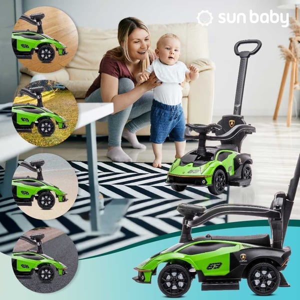 Sun Baby gåbil med push-handle Lamborghini Essenza SCV12, grön, 12m+, upp till 25 kg