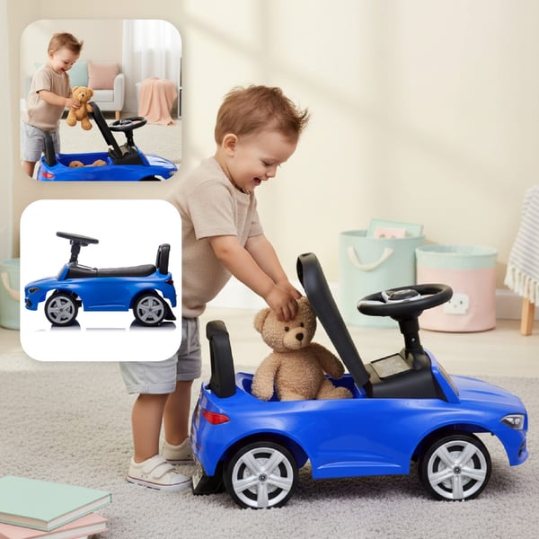 Sun Baby potkuri Mercedes C-Class, sininen, äänellinen ohjauspyörä, säilytystila, 12 kk+, 25 kg