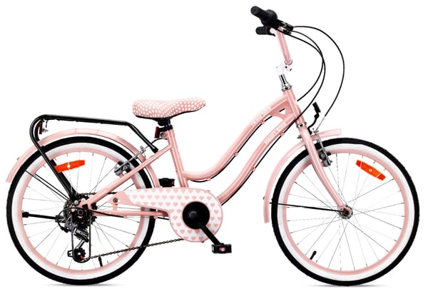 Heart Bike Pigecykel 20 tommer, 6 til 10 år, Shimano gear, børnecykel til drenge (Pink)