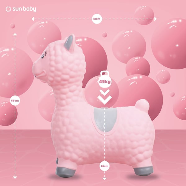 Sun Baby hoppebold Alpaka med pumpe, pink, 12m+, maks. 45 kg
