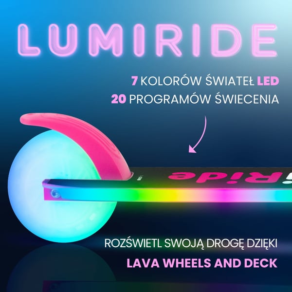 Taitettava kaksipyöräinen potkulauta lapsille 7 LED-väriä/20 ohjelmaa, säädettävä 73-85 cm, fuksianpunainen, Sun Baby