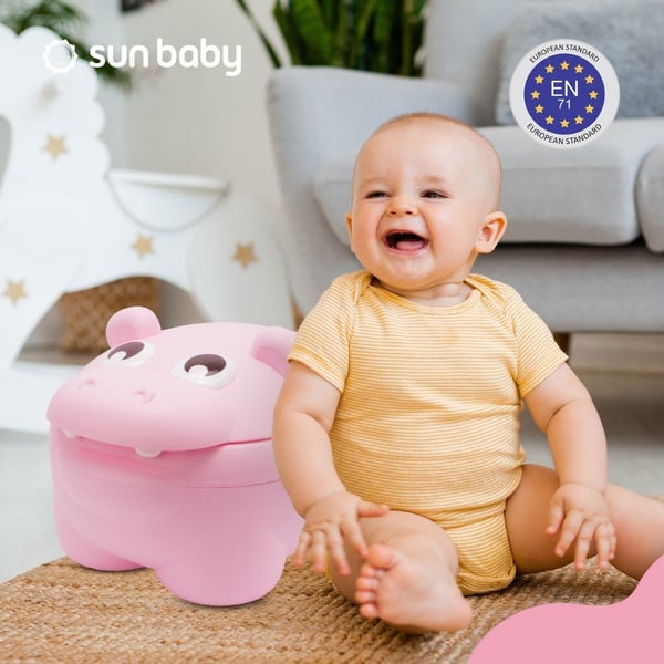 Sun Baby lasten potta Hippo vaaleanpunainen - liukumaton, selkänojalla, irrotettava sisäosa