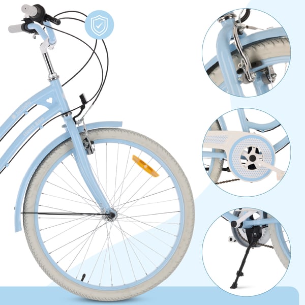 sun baby HEART BIKE Børnecykel 24 tommer - 7 gear Shimano -bagagebærer, metalskærme, V-bremse, kædeskærm - Lyseblå