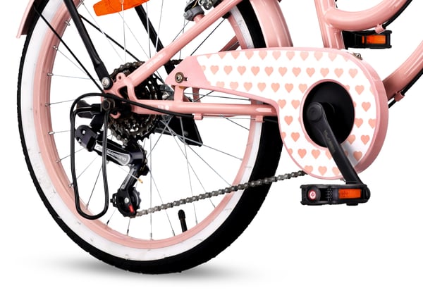 Heart Bike Pigecykel 20 tommer, 6 til 10 år, Shimano gear, børnecykel til drenge (Pink)
