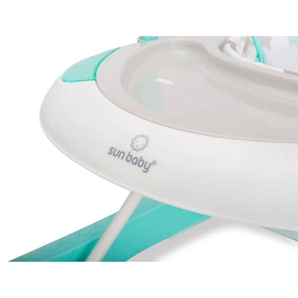 SUN BABY Gåstol för barn 6-12 månader med mjuka 360° svängbara hjul och säkerhetsstopp, upp till 12 kg turkos