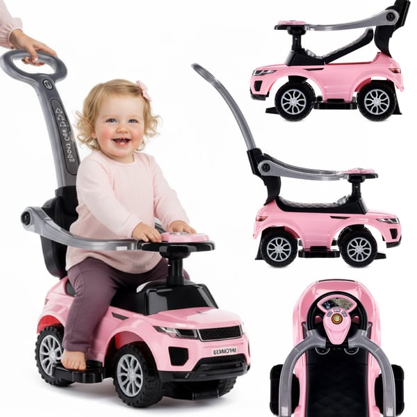 Työntövaunu lapsille lasten auto Sport Car vaaleanpunainen Sun Baby