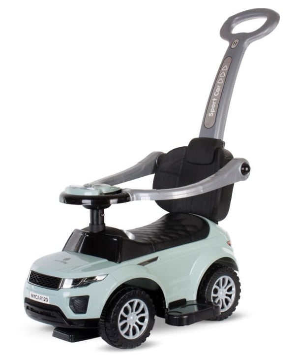 Sun Baby työntöistuin kädensijalla ja tukikaarella Sport Car, salvia, 24 kk+, kantavuus 27 kg