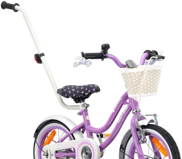 Heart Bike Flickcykel för en flicka 12 14 16 tum, Barncykel 2-6 år, Barncykel med stödhjul, pushbar, justerbar sadel och styre (Lila, 14 tum)