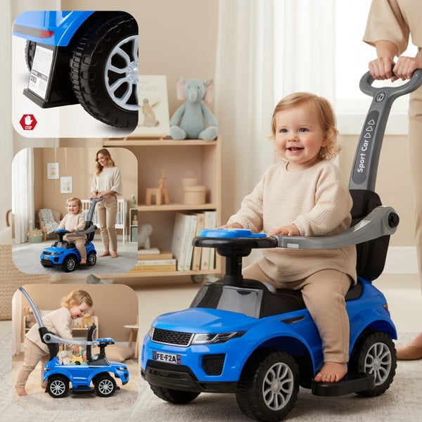 Työntövaunu lapsille lasten auto Sport Car sininen Sun Baby